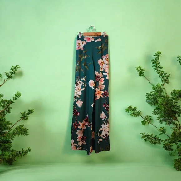 boohoo Chic Floral Wide-Leg Pants Size 4 Colorful Breezy Boho Core - Picture 12 of 12